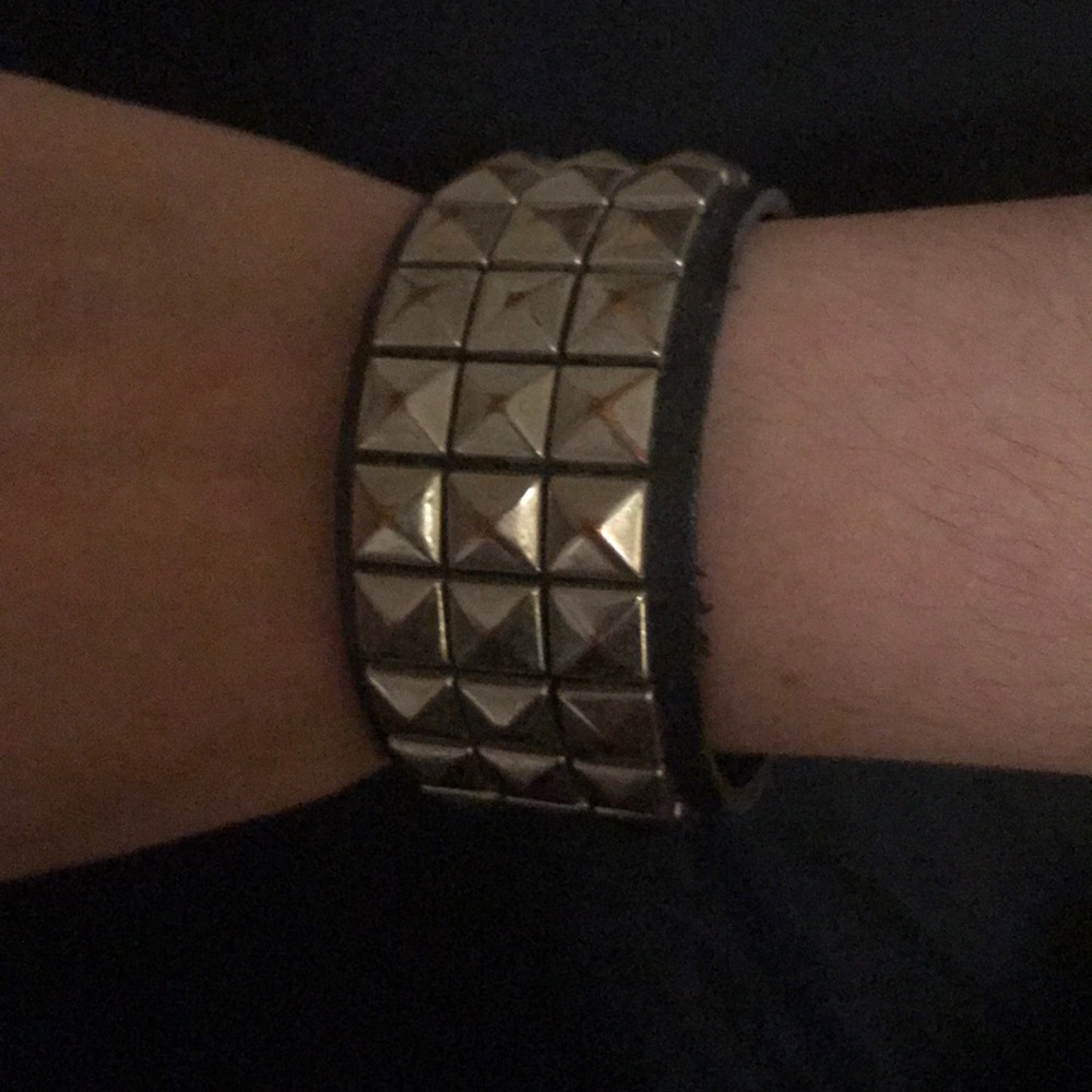 Spike studded emo/pink bracelet